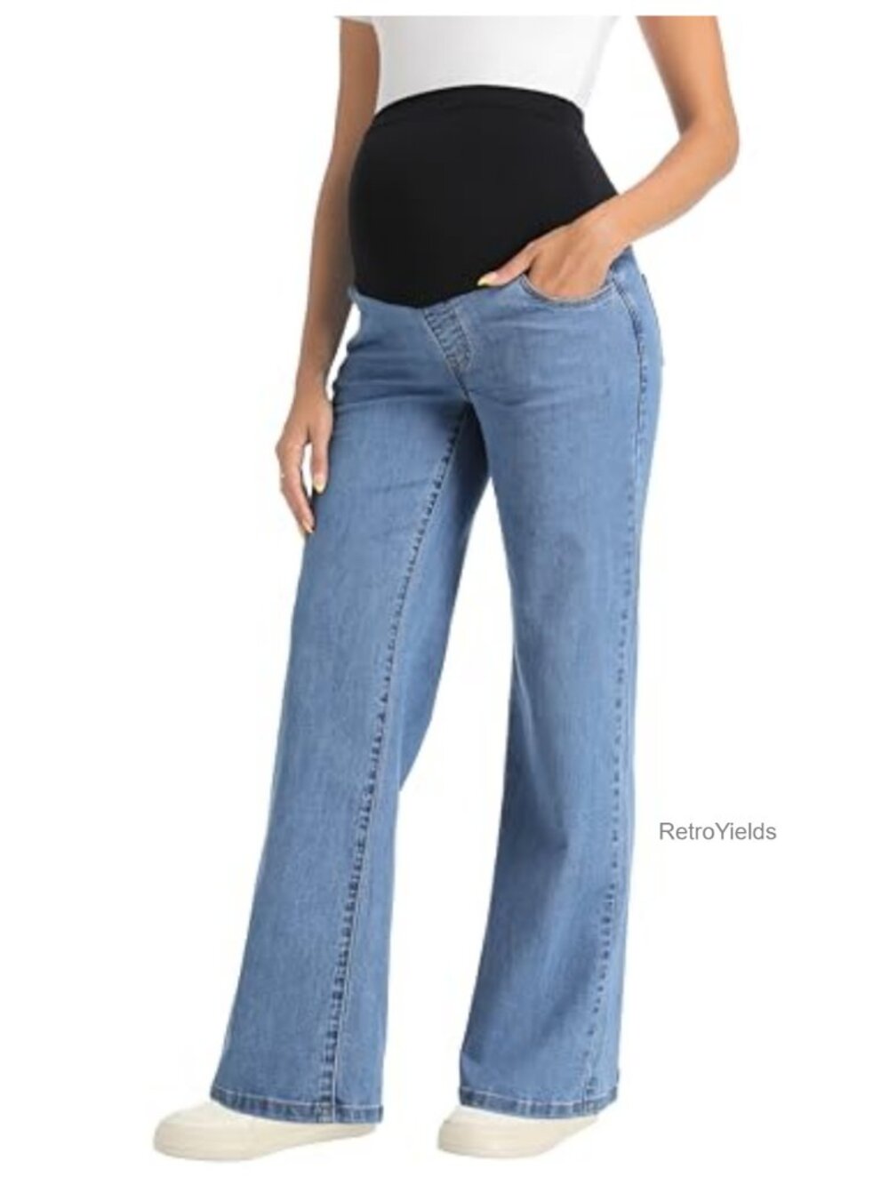 Maternity Jeans Straight Leg Over Belly Stretch Denim Pants